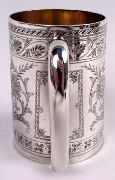 John Aldwinckle Elkington English Victorian Classical Sterling Silver Baby Cup 1880