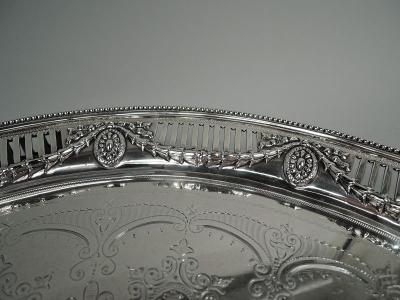 John Aldwinckle Large Antique English Victorian Regency Sterling Silver Salver 1880
