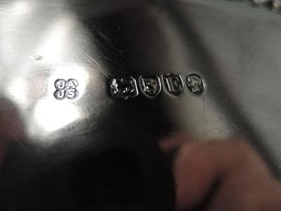 John Aldwinckle Large Antique English Victorian Regency Sterling Silver Salver 1880