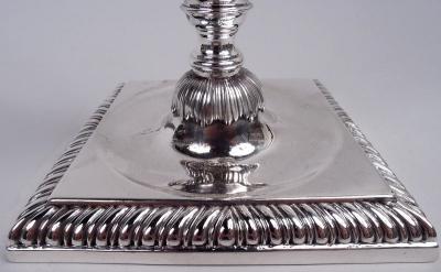 John Arnell Pair of English Georgian Sterling Silver Candlesticks 1766