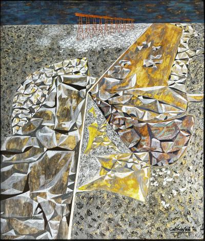 John Atherton Thought Provoking Rock Quarry Mid Century Abstract