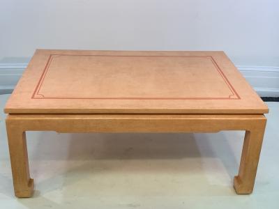 John Auberac SIGNED MODERN GRASSCLOTH TEXTURED COFFEE TABLE