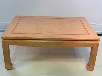 John Auberac SIGNED MODERN GRASSCLOTH TEXTURED COFFEE TABLE