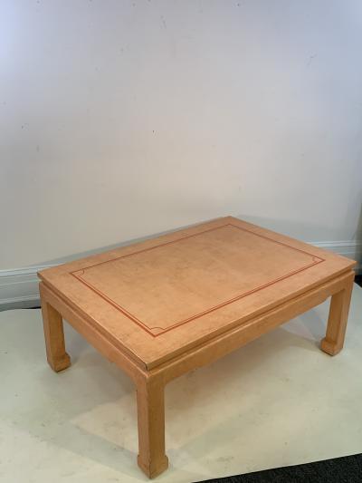 John Auberac SIGNED MODERN GRASSCLOTH TEXTURED COFFEE TABLE