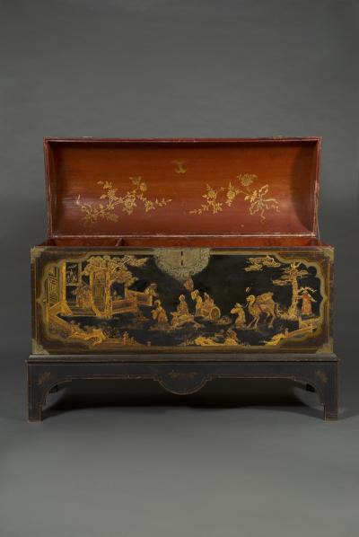 John Belchier An Exceptional Black Red and Gilt Japanned Domed Chest on Stand