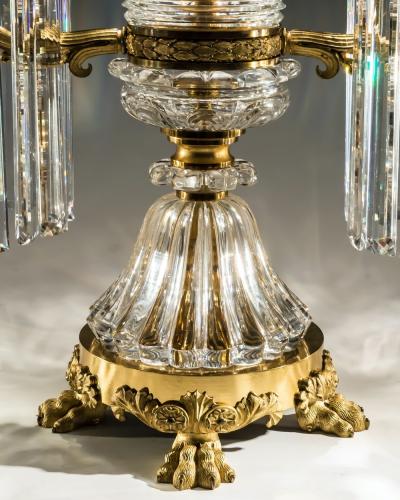 John Blades A EXCEPTIONALLY LARGE ORMOLU MOUNTED THREE LIGHT CANDELABRA BY JOHN BLADES