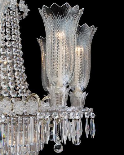 John Blades A LARGE EIGHT LIGHT REGENCY TENT AND WATERFALL CHANDELIER OF THE FINEST QUALITY
