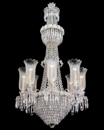 John Blades A LARGE EIGHT LIGHT REGENCY TENT AND WATERFALL CHANDELIER OF THE FINEST QUALITY