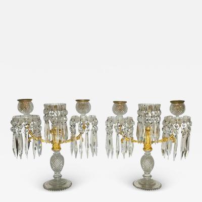 John Blades A Pair Of English Regency Ormolu and Cut Glass Candelabra