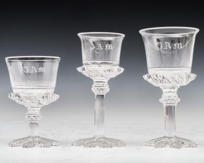 John Blades AN EXCEPTIONAL SUITE OF CUT AND ENGRAVED WINE GLASSES BY JOHN BLADES