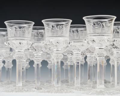 John Blades AN EXCEPTIONAL SUITE OF CUT AND ENGRAVED WINE GLASSES BY JOHN BLADES