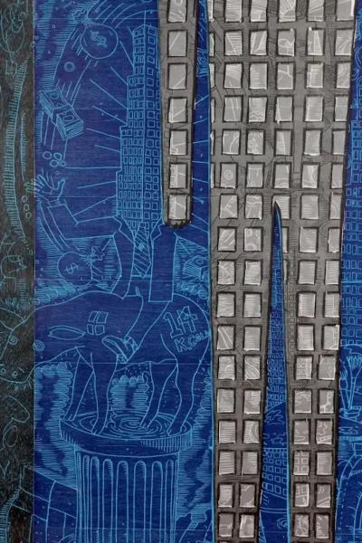 John Buck 95 Tall John Buck Skyline Woodcut