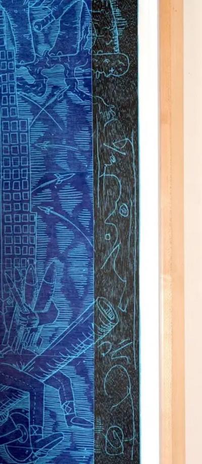 John Buck 95 Tall John Buck Skyline Woodcut