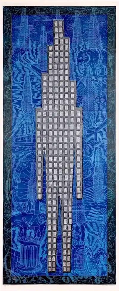 John Buck 95 Tall John Buck Skyline Woodcut