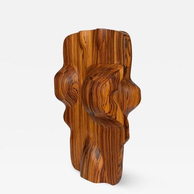 John Campbell Monumental Abstract Carved Zebrawood Sculpture by John Campbell