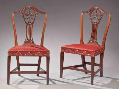 John Carlisle Pair of Federal Side Chairs Attributed to John Carlisle