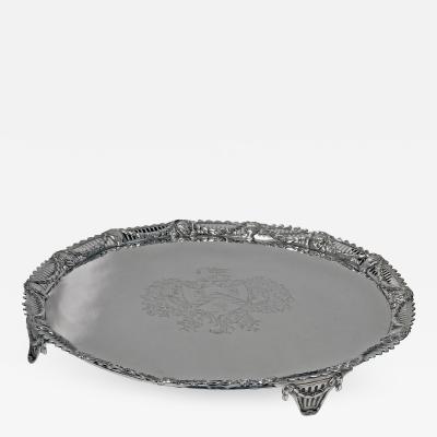 John Carter Large Georgian Sterling Silver Salver London 1774 John Carter