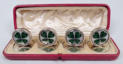 John Collard Vickery English Edwardian Lucky Charm 4 Leaf Clover Place Card Holders 1905
