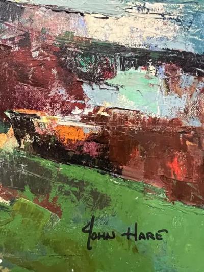 John Cuthbert Hare John Cuthbert Hare Mid century Abstract Landscape Painting Oil on Canvas