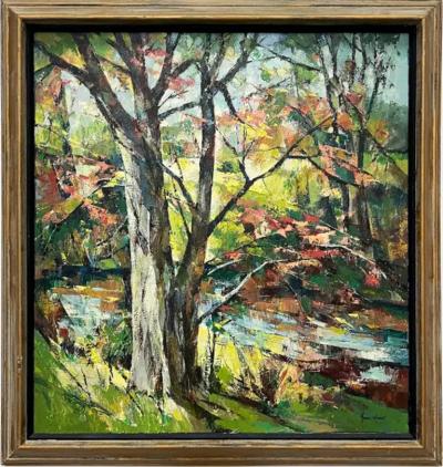 John Cuthbert Hare John Cuthbert Hare Mid century Abstract Landscape Painting Oil on Canvas