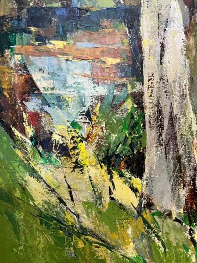 John Cuthbert Hare John Cuthbert Hare Mid century Abstract Landscape Painting Oil on Canvas