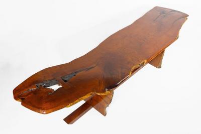 John David Sackett John David Sackett Burled Mesquite Bench After George Nakashima Butterfly Joint