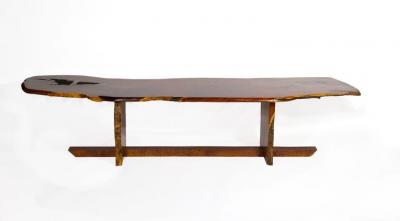 John David Sackett John David Sackett Burled Mesquite Bench After George Nakashima Butterfly Joint