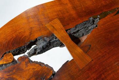 John David Sackett John David Sackett Burled Mesquite Bench After George Nakashima Butterfly Joint