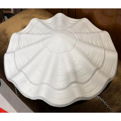 John Dickinson John Dickinson Style White Plaster Shell Form Pendant Light Fixture