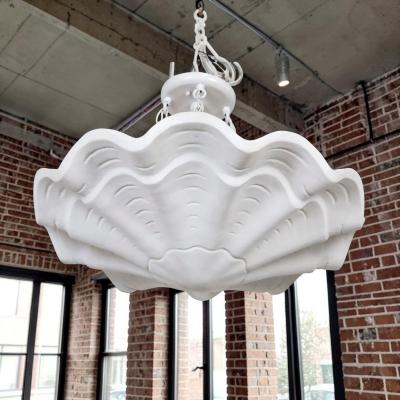 John Dickinson John Dickinson Style White Plaster Shell Form Pendant Light Fixture