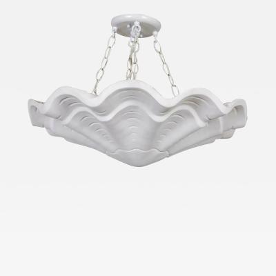 John Dickinson John Dickinson Style White Plaster Shell Form Pendant Light Fixture