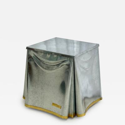 John Dickinson Mid Century Modern Signed John Dickinson Galvanized Steel Drape End Table 1970s