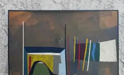 John E Anderson Mid century Modern Abstract Painting by John E Anderson