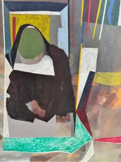 John E Anderson Mid century Modern Abstract Painting by John E Anderson