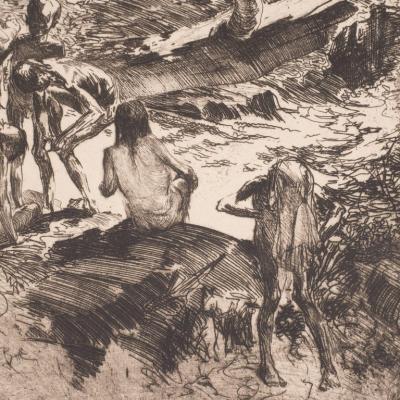John Edward Costigan Bathers by John E Costigan Original Limited Edition Signed Etching