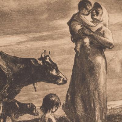 John Edward Costigan John Costigan Signed Original Pastoral Etching by John E Costigan Circa 1930