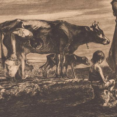 John Edward Costigan John Costigan Signed Original Pastoral Etching by John E Costigan Circa 1930