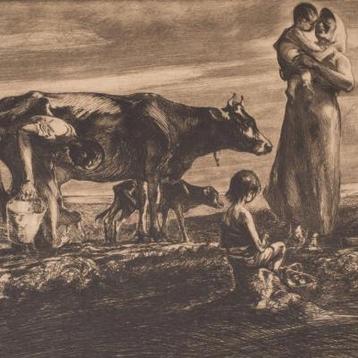 John Edward Costigan John Costigan Signed Original Pastoral Etching by John E Costigan Circa 1930