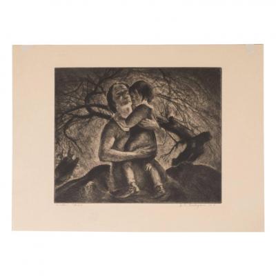 John Edward Costigan Mother and Child A Signed Limited Edition Etching by John E Costigan