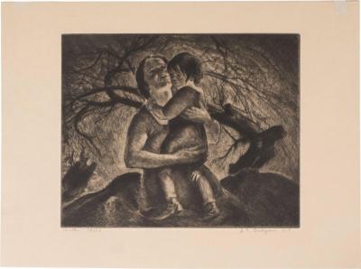John Edward Costigan Mother and Child A Signed Limited Edition Etching by John E Costigan
