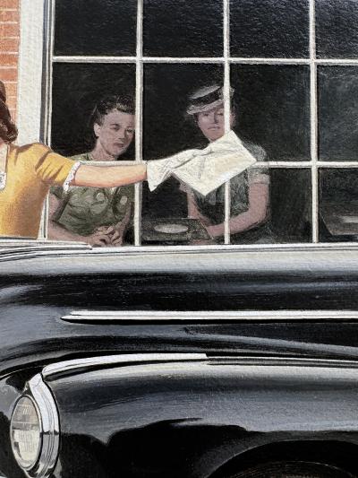 John F Gould 1942 Pontiac Advertisement Artwork like Norman Rockwell America