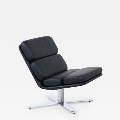 John Follis John Follis Solo Black Leather Chrome Lounge Chair for Fortress