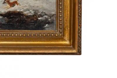 John Frederick Herring Framed Oil On Canvas Winter Horse Scene By John F Herring