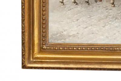 John Frederick Herring Framed Oil On Canvas Winter Horse Scene By John F Herring