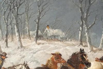 John Frederick Herring Framed Oil On Canvas Winter Horse Scene By John F Herring