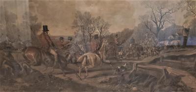 John Frederick Herring Set of Four Original Engravings of Hunting Scenes by John Frederick Herring Snr