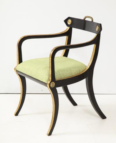 John Gee Pair of John Gee Parcel Gilt Regency Open Armchairs