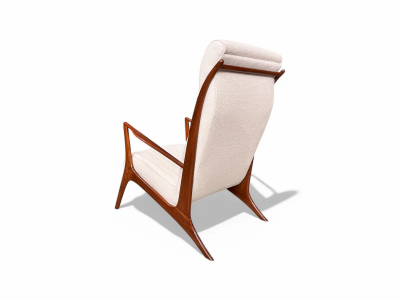 John Graz Armchair in Hardwood and Boucl by John Graz 1950s Lot 817A