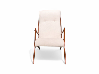 John Graz Armchair in Hardwood and Boucl by John Graz 1950s Lot 817A