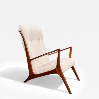 John Graz Armchair in Hardwood and Boucl by John Graz 1950s Lot 817A